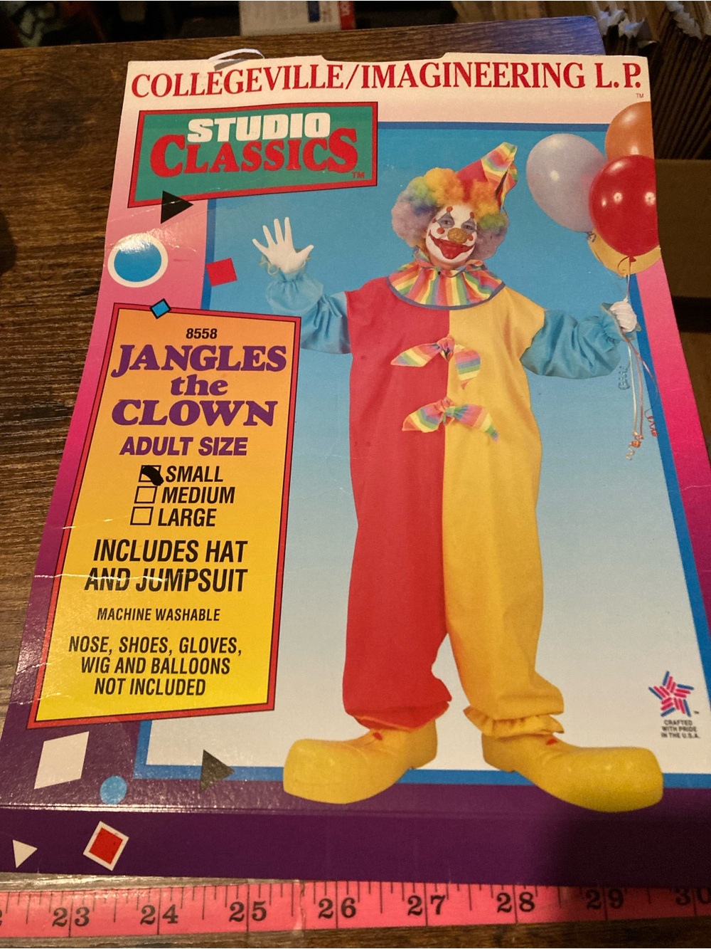 Vintage 1992 Collegeville Jangles the clown adult costume